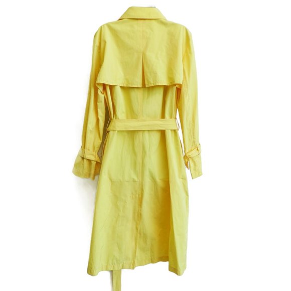 Worth New York Designer Yellow Trench Coat Double Breasted Belted Back Cape USA - Picture 3 of 14